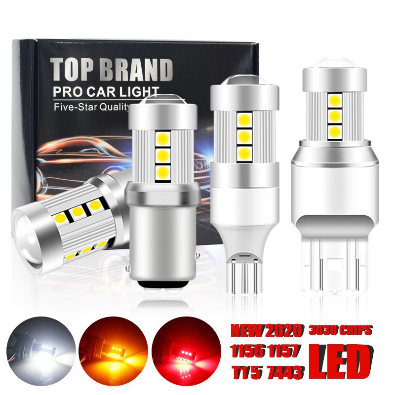 หลอดไฟเลี้ยว ไฟเบรค 7443 W21W 7440 W21/5W 3030LED 1157 BAY15D P21/5W T15 W16W LED 1156 P21W PY21W/5W 1 ชิ้น