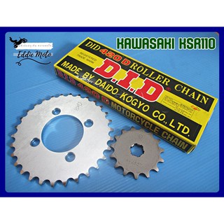 KAWASAKI KSR110 (15T) FRONT ​&amp; (30T) REAR SPROCKET &amp; "D.I.D." DRIVE CHAIN (420D-114RB) // สเตอร์หน้า หลัง พร้อมโซ่