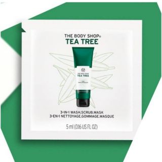 พร้อมส่ง  ลดปัญหาสิวและความมัน The Body Shop 3-in-1 Wash.Scrub.Mask 5 ml.