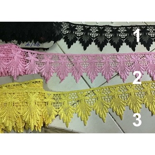 ลูกไม้ผ้าแฟนซีระบายสีดำกว้าง3นิ้วอย่างดี(1เมตร)