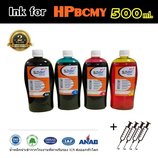 SLOVENT น้ำหมึกเติม INKJET REFILL 500 ml. for HP all model Tank315,415,319,419,Deskjet 115,310,410,37