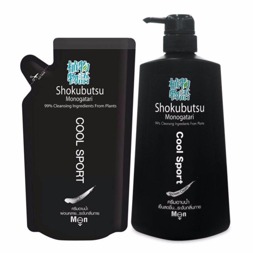 Shokubutsu For Men ครีมอาบน้ำสำหรับผู้ชาย สูตรเย็นสดชื่น ระงับกลิ่นกาย Cool  Sport 500 Ml + Refill 500 Ml Lionsos | Shopee Thailand