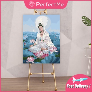 [PM] ภาพวาดสีน้ํามันบนผ้าใบรูป Goddess of Mercy On the lotus pond ขนาด 40x50 ซมสําหรับตกแต่งบ้าน