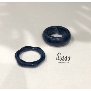 Ringset 08 : Navy Marble couple ring (2rings)