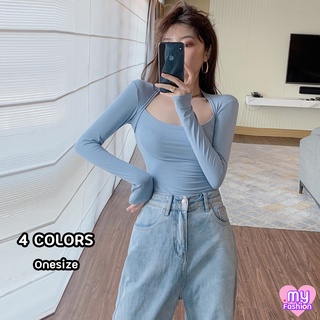 🎴MYF มาใหม่🎴เสื้อยืดแขนยาวทรงคอกว้าง 4 สี ทรงเข้ารูป