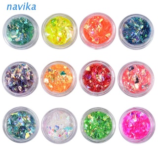 Nav กระดาษแก้วกระดาษแข็งสําหรับใช้ในการตกแต่งเล็บ 12 สี