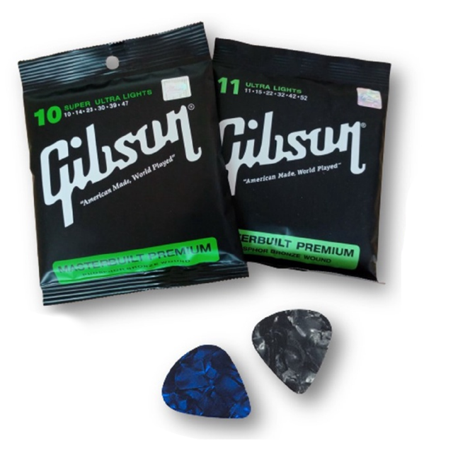 Gibson สายชุดโปร่ง เบอร์ 010 / เบอร์ 011 แถม ปิก 2 ตัว