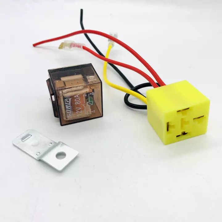 FS(เอฟเอส) ชุดสายรีเลย์แตร 4ขา พร้อมปลั๊กเสียบ 12V/24V
