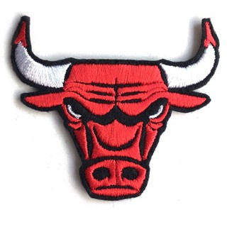 อาร์มปักลาย วัวกระทิง Chicago Bulls size 7x6 cm ติดเสื้อ ติดหมวก งานDIYเสื้อผ้า งานปักระเอียด พร้อม!!!