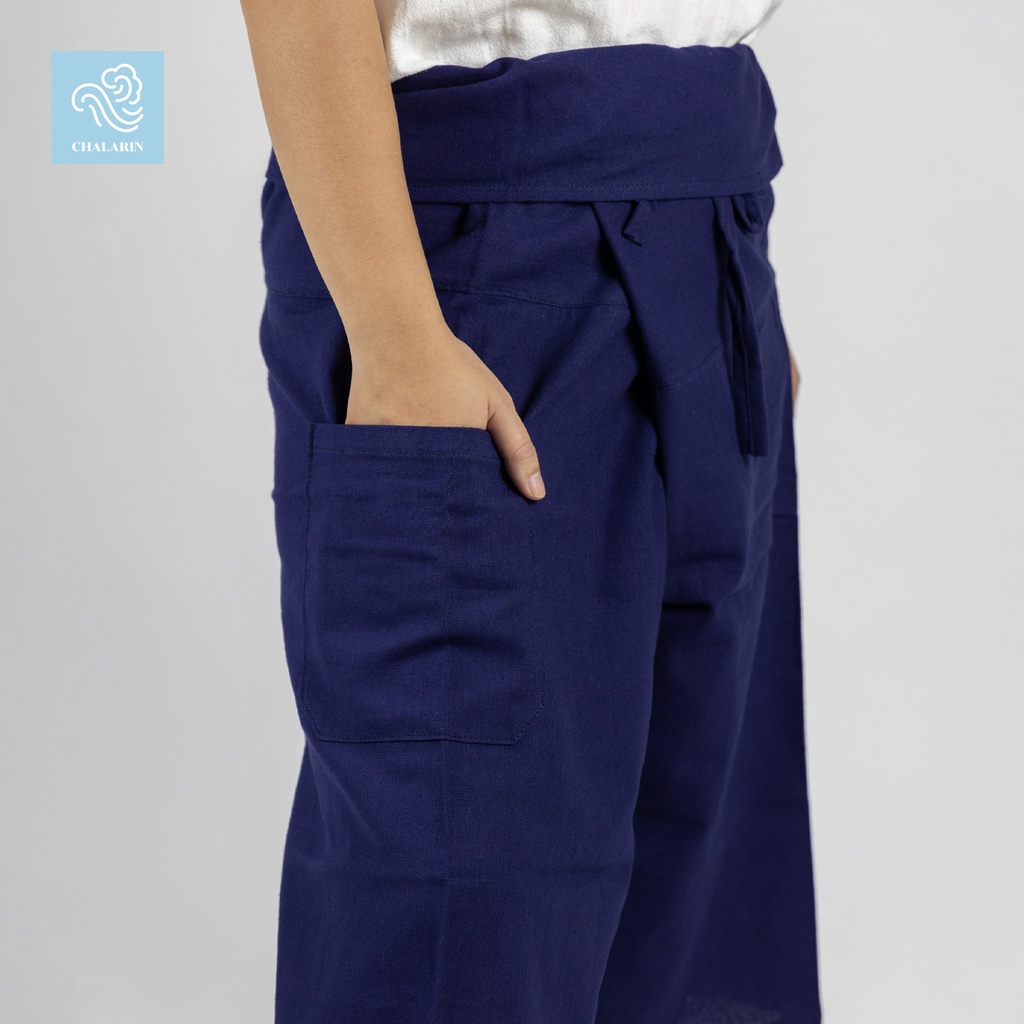 สีกรมท่า (ผ้าฝ้ายฟอกนุ่มเชียงใหม่) กางเกงเล กางเกงสะดอ กางเกงขาก๋วย ขาสั้น - รูปที่ 2