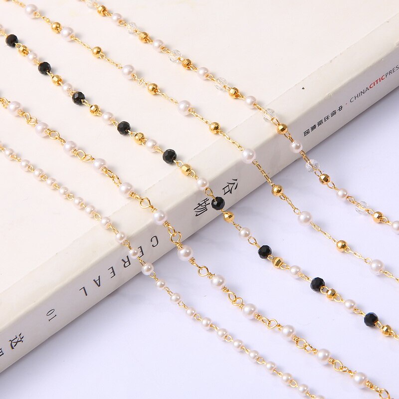 50 ซม./ชิ้น 18K Gold Plated ทองแดงลูกปัดมุกสําหรับ DIY รูปที่ 6