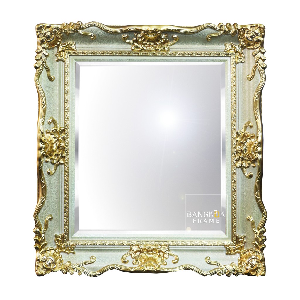 BangkokFrame-กรอบรูป-กรอบกระจกเงา-กรอบหลุยส์สีระเบิดงาช้าง-กรอบหลุยส์ลายแตกงา-กระจกเงาเจียปลี ขนาดกร