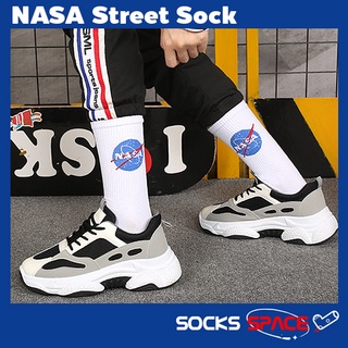 🚀Hit🚀 ถุงเท้าสตรีทแฟชั่น ลายโลโก้นาซ่า [NASA LOGO SOCK] งานดีผ้าหนา ยาวครึ่งแข้ง / ถุงเท้าผู้ชาย ถุงเท้าผู้หญิง