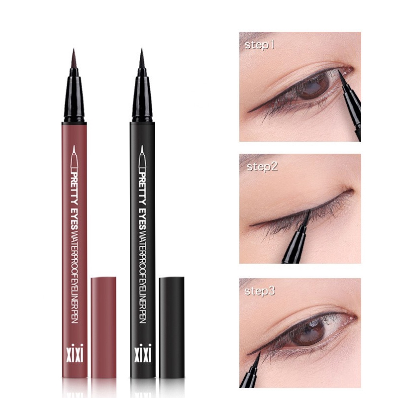 อายไลเนอร์ลิควิด แบบแห้งเร็ว กันน้ำ สีน้ำตาล สีดำ