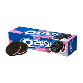 Nabisco Strawberry cream Oreo chocolate  sandwich cookies 100g คุกกี้โอรีโอ้ สอดไส้ครีมสตรอว์เบอร์รี่