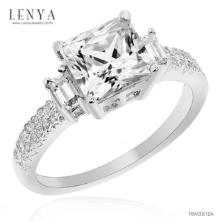 Lenya Jewelry แหวนประดับด้วย SWAROVSKI ZIRCONIA ดีไซน์หรู  ตัวเรือนเงินแท้ชุบทองคำขาว