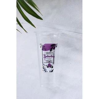 [50ใบ/ห่อ] แก้วพลาสติกพิมพ์ลายการ์ตูนHAPPY DAYสำเร็จ FPC PP FA-22oz.(95mm)