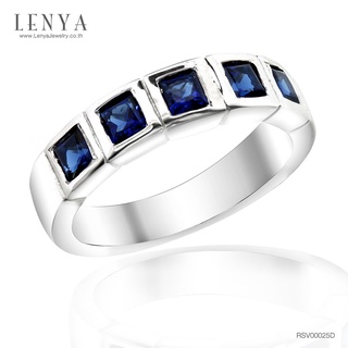 Lenya Jewelry แหวน LENYA ETERNAL ประดับด้วย SWAROVSKI ZIRCONIA รูปทรงสีเหลี่ยมสีน้ำเงิน