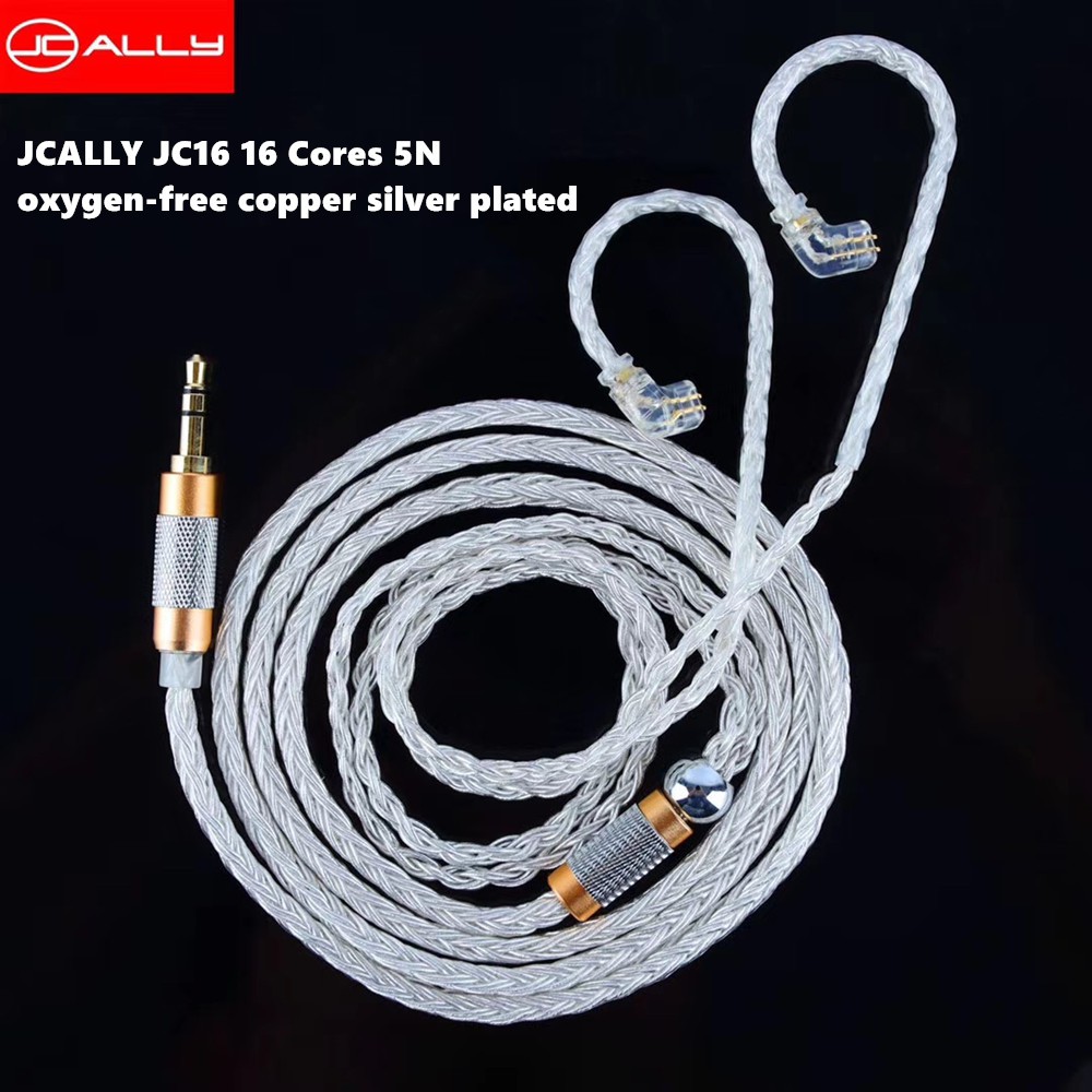 JCALLY Silver JC16 5N OFC 16 Strands 480 Cores Earphone Upgrade Cable for KZ ZST ZSN Pro ZS10 Pro ZSX AS16 C12 ST1 BL03 BL-05