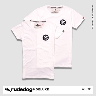 rudedog เสื้อคอกลม  ชาย หญิง  รุ่น Deluxe สีขาว