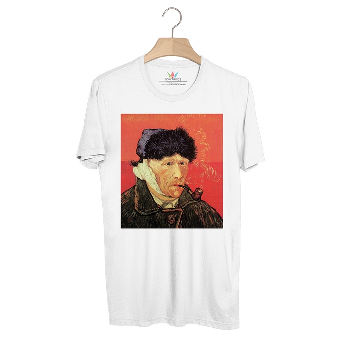 BP696 เสื้อยืด Vincent Van Gogh Self Portrait with Bandaged Ear and Pipe