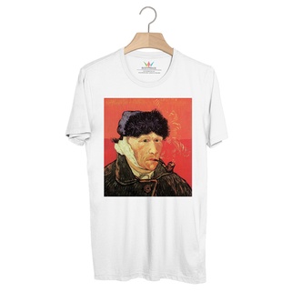 BP696 เสื้อยืด Vincent Van Gogh Self Portrait with Bandaged Ear and Pipe