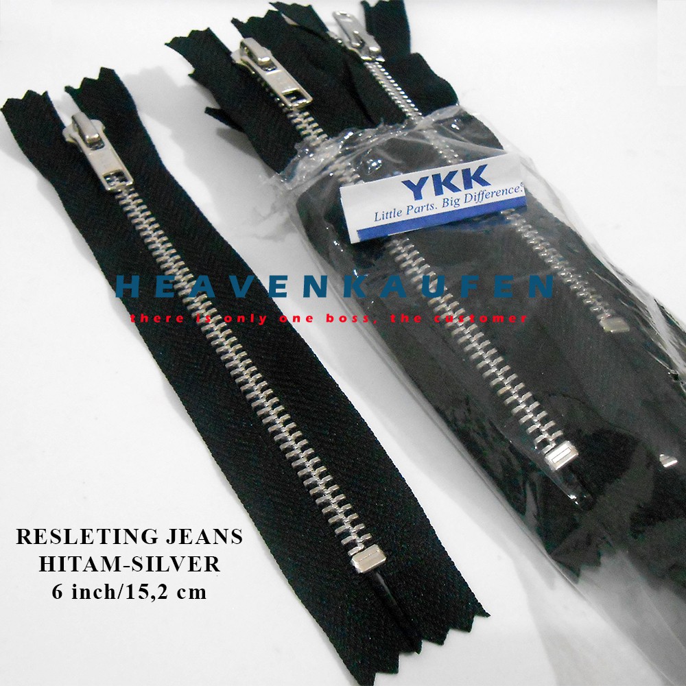 Hitam Ykk ซิปฟันเหล็ก 6 นิ้ว/15.2 ซม. สีดํา-เงิน