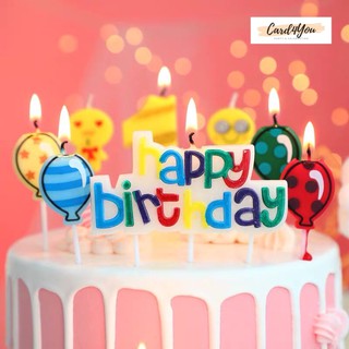 [Card4You]🌈🎈เทียนวันเกิด Birthday ลูกโป่ง