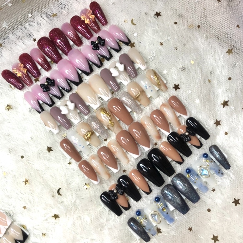 เล็บเจลแท้ ทรงบัลเลท์ปลายตัด vip v28-38