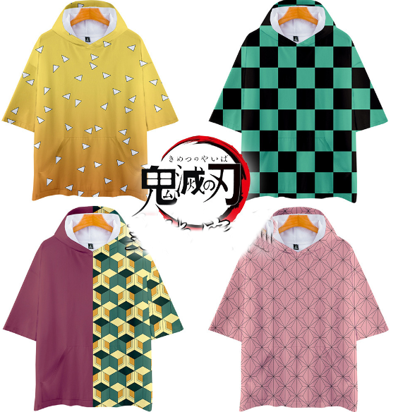ชุดคอสเพลย์ Anime เสื้อดาบพิฆาตอสูร ชุดชิโนบุ Demon Slayer Kimetsu No Yaiba Kids Adult Print Hoodie T-shirt Cosplay Kamado Shinobu Giyuu เสื้อชิโนบ