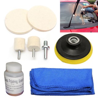 Glass Polishing Kit Windscreen Scratch Remover 70ml Solution + 3" Pads + Cloth westyletin