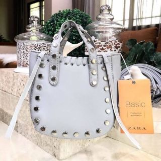 ZARA MINI TOTE BAG WITH STUDS กระเป๋าถือ กระเป๋าสะพาย