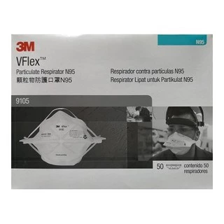 3M™ Vflex™ 9105 หน้ากากป้องกันฝุ่น ละออง แบบพับได้ N95 (50ชิ้น)