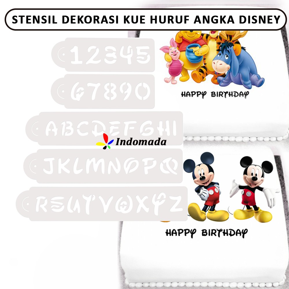 Indomada Disney Letter Number Stencil Mold Sprinkles เค้กวันเกิดตกแต่งเครื่องมือ