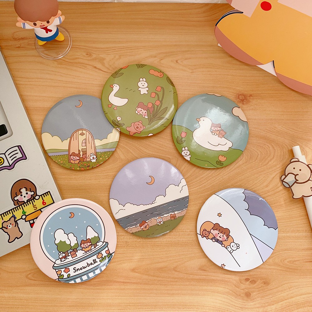 กระจกลายใหม่!! กระจกพกพา น่ารักน่าใช้ น้ำหนักเบา พกพาง่าย ลายน่ารักสดใส กระจกแบบพกพา ร้อมส่งในไทย - 1