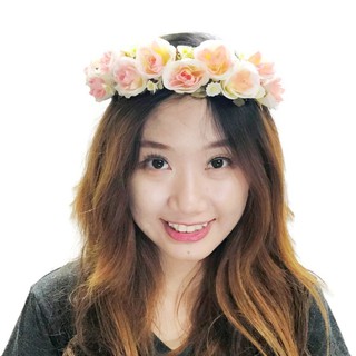 มงกุฏดอกไม้ มงกุฏรับปริญญา ที่คาดผมดอกไม้ มงกูกเจ้าสาว มงกุฏเจ้าสาว Bridal Flower roses crown wreath headband