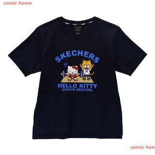 เสื้อยืดผู้ชายNew Skechers Hello Kitty Short Sleeve Tee เสื้อยืด ดพิมพ์ลาย เสื้อยืดผ้าฝ้าย คอกลม cotton แฟชั่น sale Uni