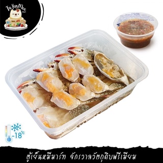 9PCS/BOX ปูม้าไข่สูตรดองน้ำปลากวน + น้ำจิ้มซีฟู้ดรสจัด FERMENTED BLUE CRAB WITH THAI SPICY SEAFOOD SAUCE