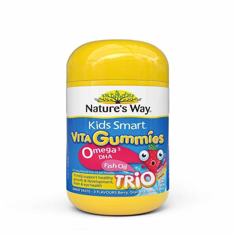 Nature's Way Kids Smart Vita Gummies Omega 3 DHA Fish Oil Trio 60 capsules