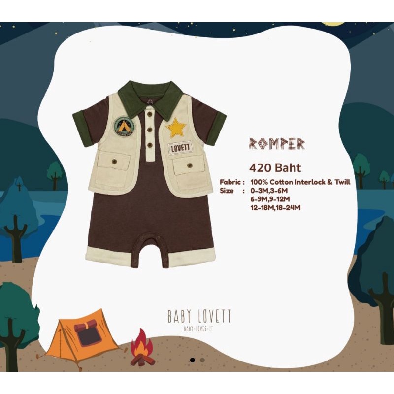 Babylovett The Camper - Romper new 12-18