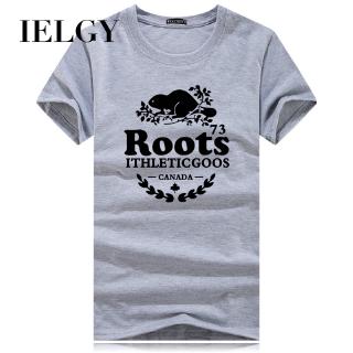 IELGY เสื้อยืดแขนสั้นผ้าฝ้ายสีเขียวสำหรับผู้ชาย