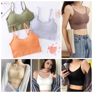 บรา สายเดี่ยว ครึ่งตัว สปอร์ตบรา เสริมฟองน้ำ ปรับสายได้ ผ้านุ่ม ระบายอากาศ เกรดพรีเมี่ยม