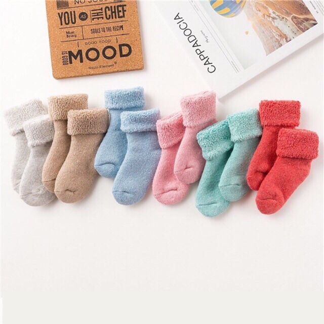พร้อมส่ง 🇹🇭 ถุงเท้ากันหนาวเด็กผสมวูขนแกะ (ใส่ถึงติดลบ)