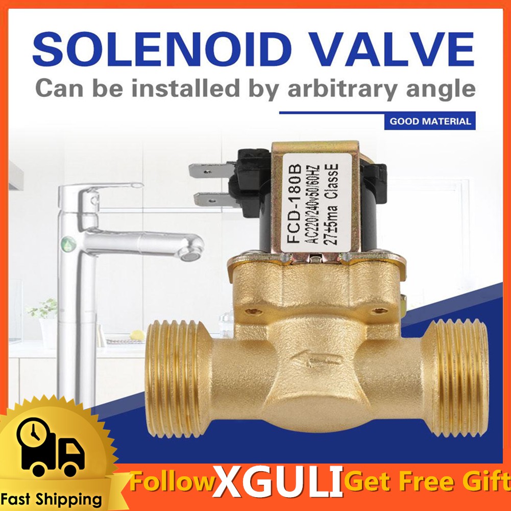 G3/4" 2Way Water Inlet N/C Normal Closed Electric Solenoid Valve Brass