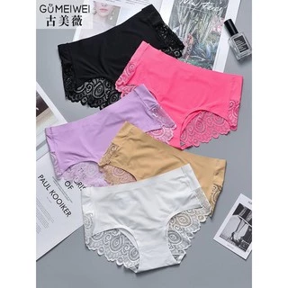 กางเกงในไร้ขอบ มีลูกไม้ ผ้าลื่น ใส่สบาย (10 สี)