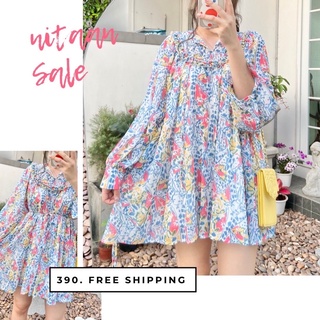 🌸Floral chiffon dress🌸พร้อมส่ง