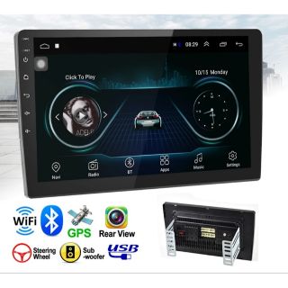 2 Din Android 10 9 นิ้ว เครื่องเสียงรถยนต์ Quad Core Touch วิทยุ WIFI GPS