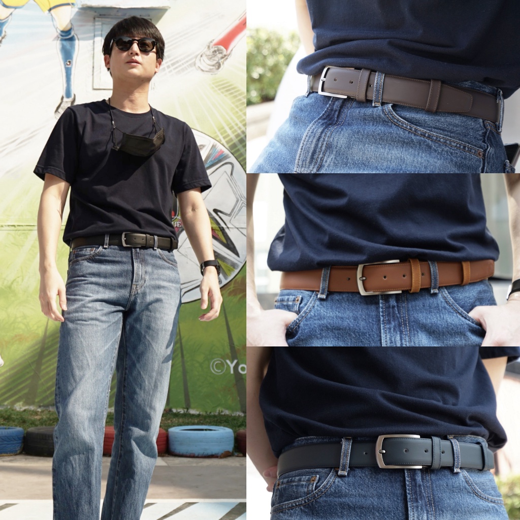 เข็มขัดหนังแท้(หนังวัวนูบัค) Nubuck Leather belt 1.3"