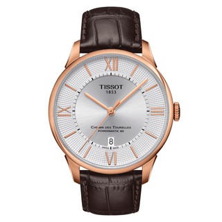 Tissot Chemin des Tourelles Automatic ทิสโซต์ เชอร์แมง ออโต้ สีเงิน น้ำตาล ทองชมพู T0994073603800 นาฬิกาผู้ชาย