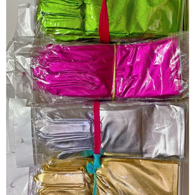 ถุงมือผ้าหนัง สั้นเริ่มต้น1คู่ มีให้เลือก4สี-----GOLD-24cm--SILVER-